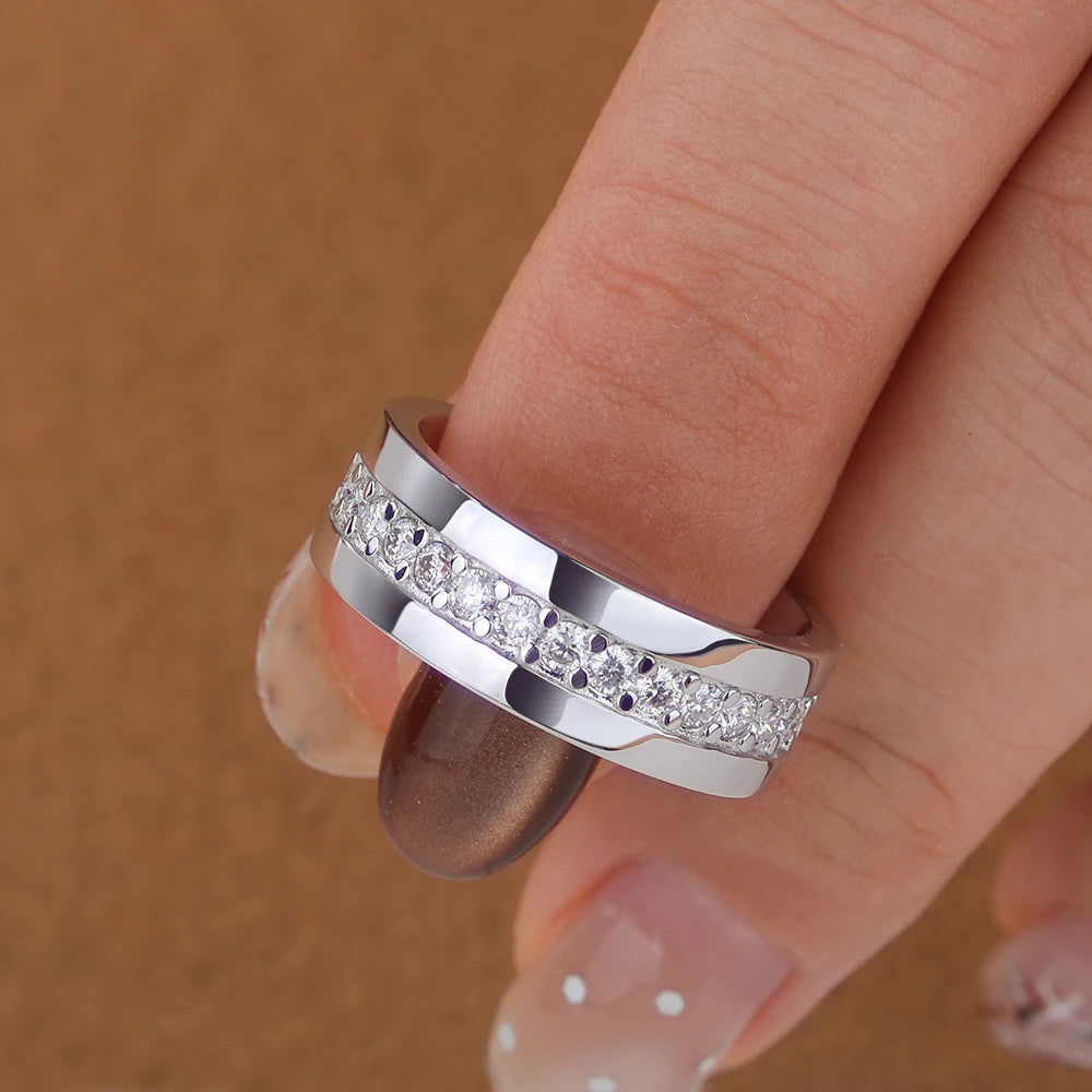 Luxury Moissanite Ring 925 Sterling Silver – Brilliant Diamond Shine | Elegant Eternity Ring for Men & Women
