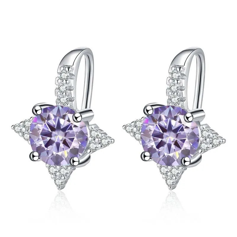 Luxury VVS1 D Color Moissanite Stud Earrings 925 Silver With GRA Certificate עגילי מוסנייט יוקרתיים VVS1 צבע D כסף 925 כולל תעודת GRA