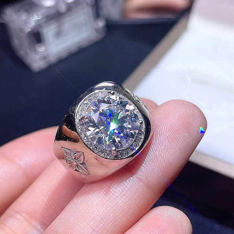 Luxury 5CT Moissanite Men Ring 925 Silver טבעת גברים יוקרתית מוסנייט 5 קראט כסף 925