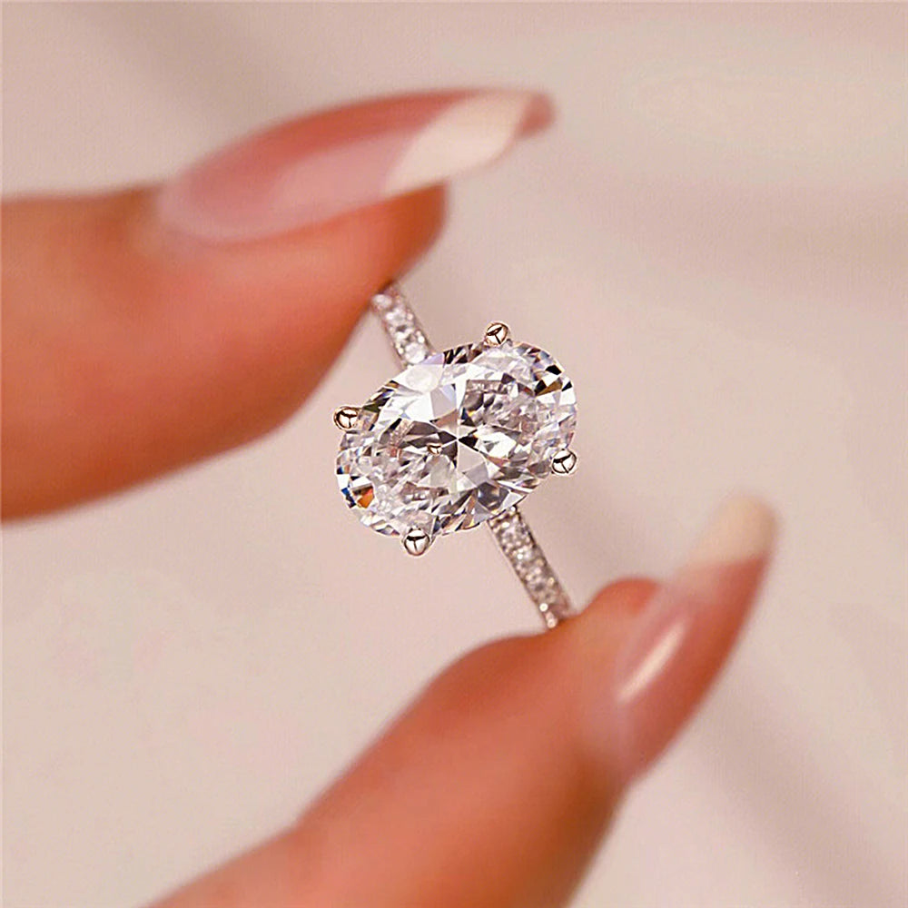 LUMINA™ Moissanite Engagement Ring – 925 Sterling Silver, Oval Cut