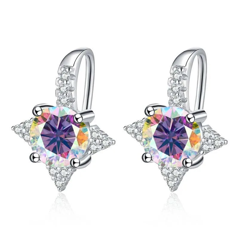 Luxury VVS1 D Color Moissanite Stud Earrings 925 Silver With GRA Certificate עגילי מוסנייט יוקרתיים VVS1 צבע D כסף 925 כולל תעודת GRA