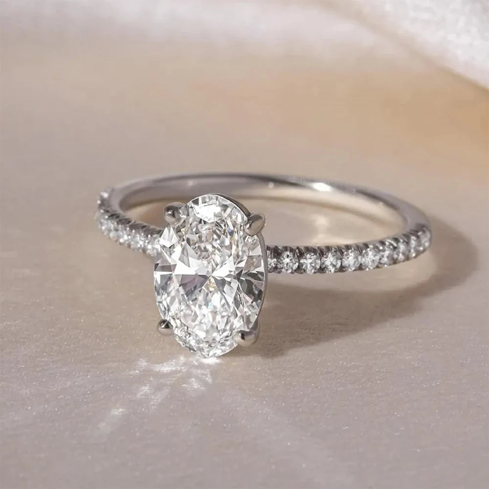 LUMINA™ Moissanite Engagement Ring – 925 Sterling Silver, Oval Cut
