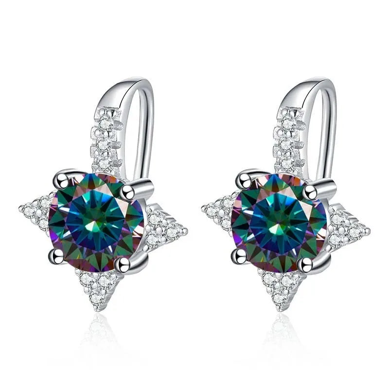 Luxury VVS1 D Color Moissanite Stud Earrings 925 Silver With GRA Certificate עגילי מוסנייט יוקרתיים VVS1 צבע D כסף 925 כולל תעודת GRA