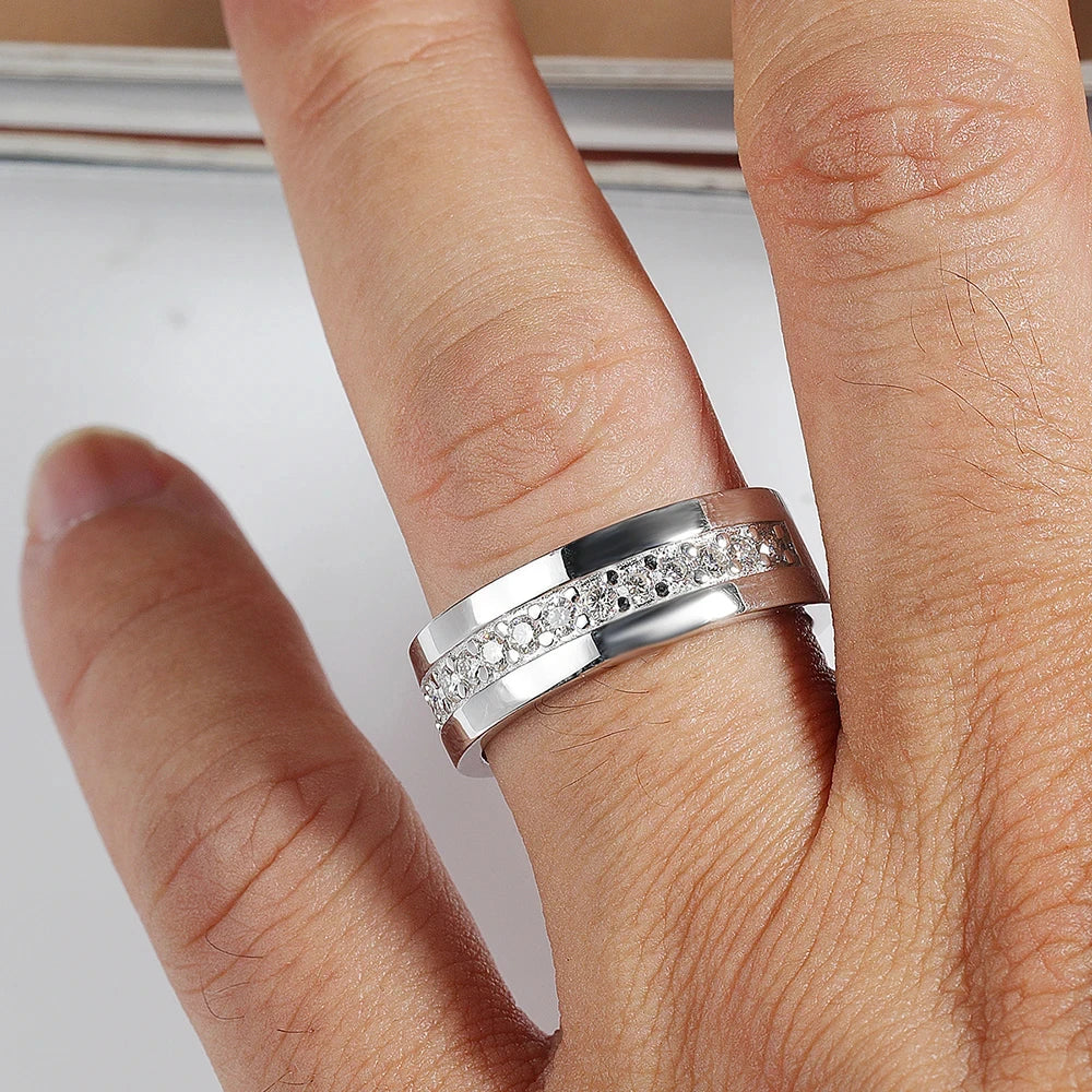 Luxury Moissanite Ring 925 Sterling Silver – Brilliant Diamond Shine | Elegant Eternity Ring for Men & Women