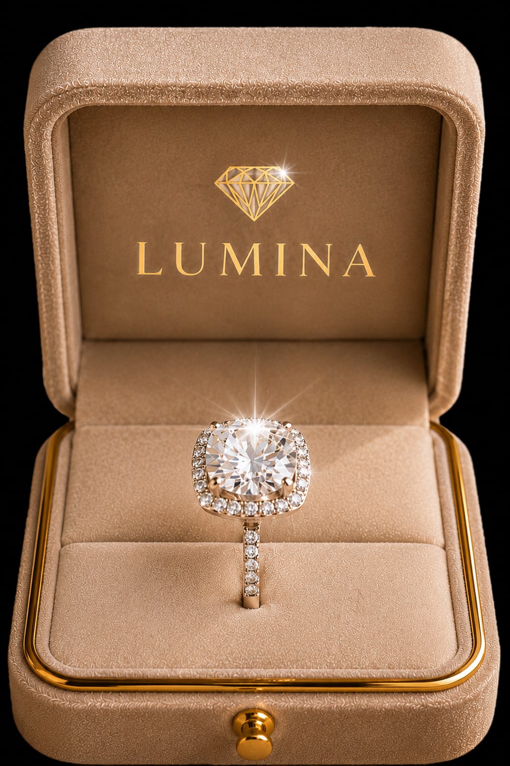 LUMINA Luxury Halo Moissanite Ring with GRA Certificate – 925 Sterling Silver Engagement Ring