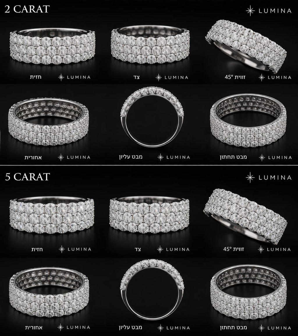 Moissanite Ring 925 Silver – 3 Row 3.5mm VVS Luxury Band | Lumina