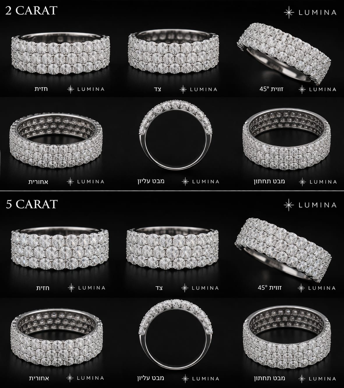 Moissanite Ring 925 Silver – 3 Row 3.5mm VVS Luxury Band | Lumina