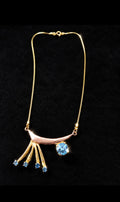 LUMINA Blue Radiance Necklace 925 Sterling Silver & Genuine 14K Rose Gold