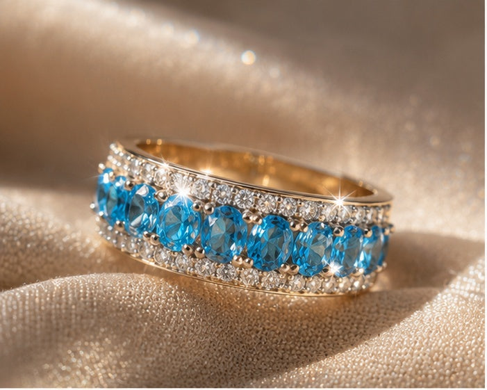 LUMINA Luxury Ring – 925 Sterling Silver with Natural Stones & 14K Gold