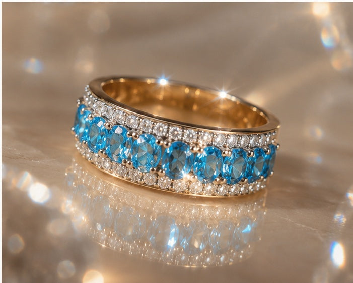 LUMINA Luxury Ring – 925 Sterling Silver with Natural Stones & 14K Gold