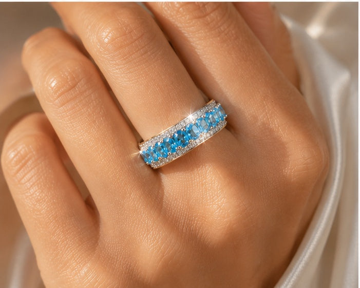 LUMINA Luxury Ring – 925 Sterling Silver with Natural Stones & 14K Gold