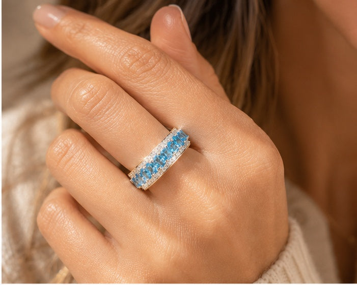 LUMINA Luxury Ring – 925 Sterling Silver with Natural Stones & 14K Gold