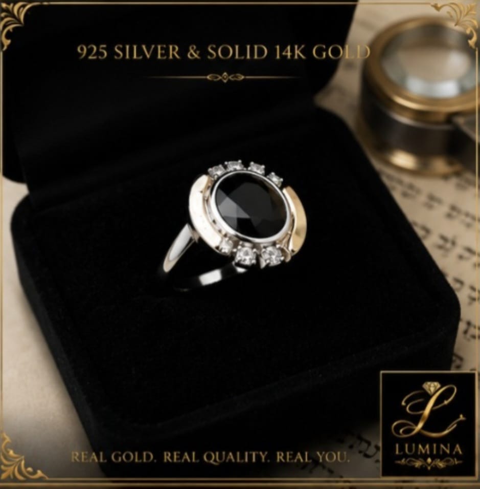 LUMINA™ 925 Silver & Solid 14K Gold Ring – טבעת כסף מלא בשילוב זהב 14K אמיתי
