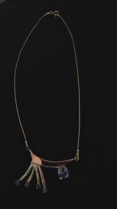 LUMINA Blue Radiance Necklace 925 Sterling Silver & Genuine 14K Rose Gold