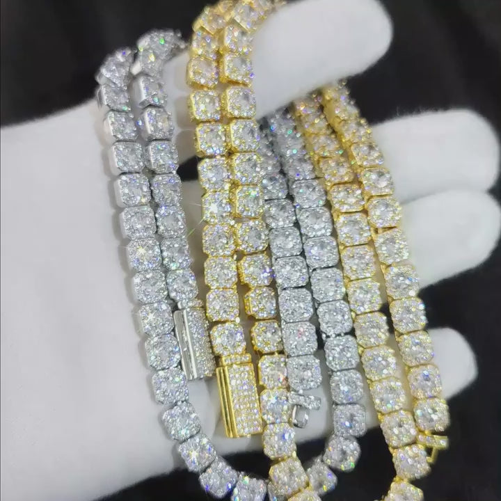 Luxury Moissanite Cuban Link Chain – 7MM Iced Out Necklace & Bracelet 925 Silver / Gold