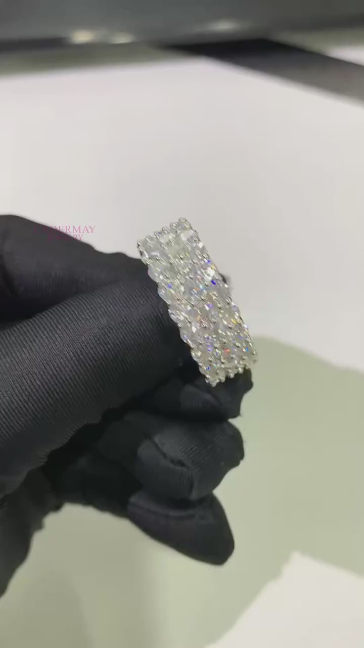 Moissanite Ring 925 Silver – 3 Row 3.5mm VVS Luxury Band | Lumina