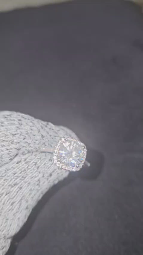 LUMINA Luxury Halo Moissanite Ring with GRA Certificate – 925 Sterling Silver Engagement Ring