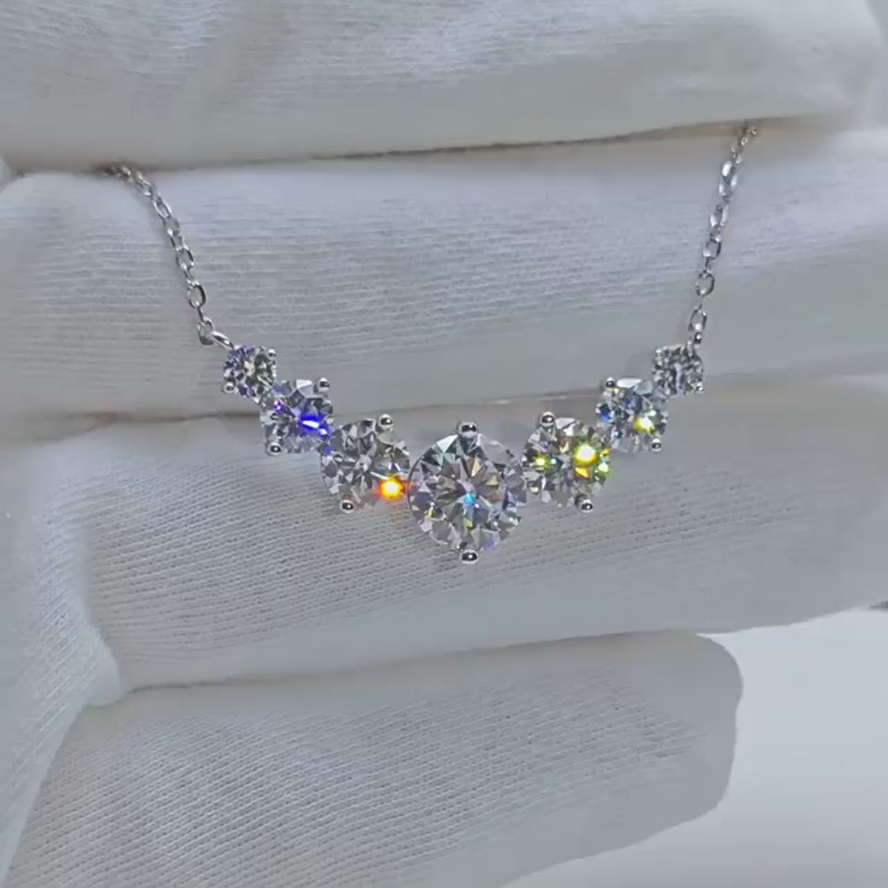 LUMINA Pyramid Moissanite Necklace – 925 Sterling Silver Geometric Pendant for Women