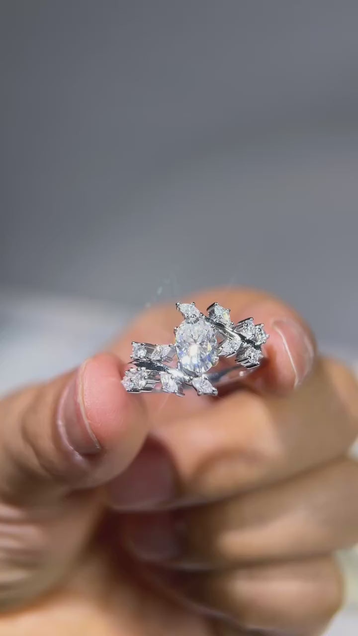 Luxury Oval Moissanite Ring for Women – S925 Sterling Silver Marquise Design